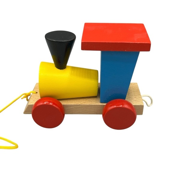 HANDMADE WOODEN MONTESSORI PULL ALONG TRAIN TOY NON-TOXIC PAINT LEARNING - Picture 8 of 11